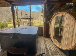 2 Cabins on Private Pond Sleeps 30 Sauna Hot Tub - Image 4