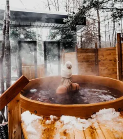 Stunning Reflection Cabins Equipped with a Private Cedar Hot Tub in the Heart of Forest in Cocagne, Canada - Image 5