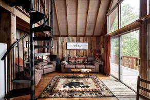 Rustic-Modern Chalet w/ Fire Pit, Deck & Views in Slanesville, WV - Image 2