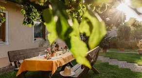 Chambre privée avec terrasse, piscine et jardin | Vue jardin - Image 3