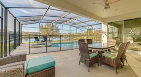 #371-Stunning 6 bed with modern decor, south facing pool and spa overlooking water - Image 5