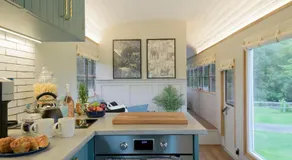 American School Bus Retreat with Hot Tub in Sussex Meadow - Image 2