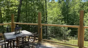 Gas fireplace, firepit, and cedar Adirondack chair - Image 4