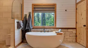 Gorgeous Idyllic Cabin w Hot Tub and Fire Pit Quittin Time is Secluded Romantic Oasis w Luxury Bathroom Double Shower and Bathtub Foosball Table - Image 3