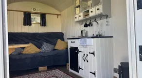 Home Farm Shepherds Hut with Firepit and Wood Burning Stove - Image 2