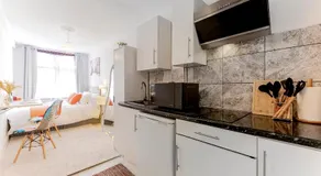 En-suite studio room with kitchenette and separate private TV room in London - Image 3