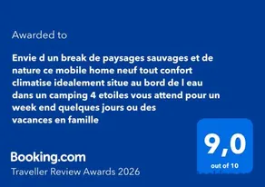 Envie d un break de paysages sauvages et de nature ce mobile home neuf tout confort climatise idealement situe au bord de l eau dans un camping 4 etoiles vous attend pour un week end quelques jours ou des vacances en famille - Image 2