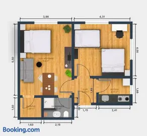 EcoCube 443 - Familie, 2Zimmer, 3Betten, Schlafsofa, Backofen, TV, 6Pers - Image 3