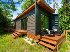 Zen Container Tiny Home with Fenced-in Yard, Fire Pit, Centrally located and Pet Friendly - Image 1