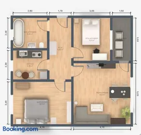 EcoCube 143 - Balkon, 3Zimmer, Waschmaschine, Backofen, Badewanne, 5P - Image 3