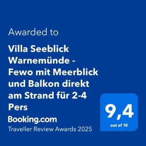 Villa Seeblick Warnemünde - Fewo mit Meerblick und Balkon direkt am Strand für 2-4 Pers - Image 2