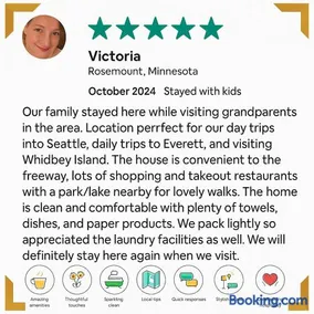Entire house with Four Bedrooms, Hot Tub, BBQ, Private Backyard, FREE WiFi and Parking, near Seattle, EV - Image 5