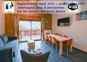 Dans résidence neuve LE SNOW ROC sur les pistes, appartement 8 personnes 2 chambres et coin montagne avec Terrasse WIFI et SAUNA - Image 1