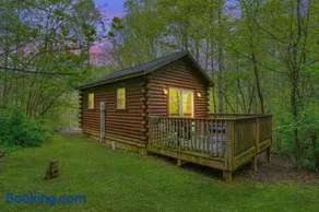 Mysiga små parstuga i skogen i Hocking Hills med en badtunna. - Image 1