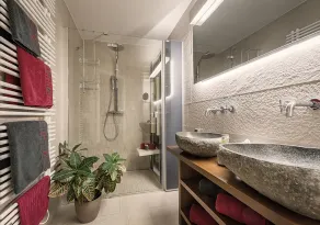 Attraente appartamento accogliente e familiare con sauna, idromassaggio e piscina | Vista sulla montagna | Accetta animali domestici - Bagno