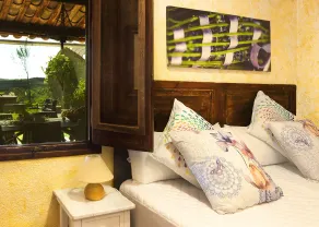 Maison de vacances 'El Porxet' avec vue sur la montagne, piscine partagée et Wi-Fi - Vue de la chambre