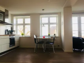 Badepensionat Sandloppen - Ferielejligheder - Spiseområde på rommet