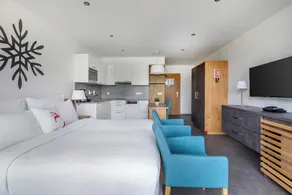 Studio adapté aux familles avec terrasse, piscine et sauna | À côté du ski | Avec animaux autorisés - Chambre