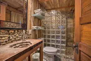 Scenic Log Cabin with Fire Pit & Stocked Creek! - Interior