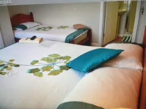 Chambre familiale pour 3 personnes avec 1 lit double et 1 lit simple Rez-de-chaussée Douche privée - Chambre