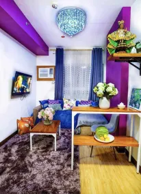 Romantic Purple 1-Bedroom 5-8 pax in CDO - Salle de séjour