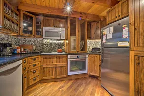 Scenic Log Cabin with Fire Pit & Stocked Creek! - Interior