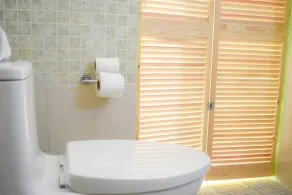 Chambre privée avec terrasse | Vue jardin - Salle de bain