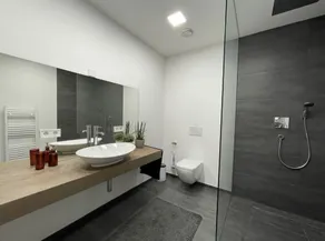Modernes Apartment mit wunderschönem Rheinblick - Baño