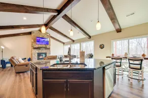 Home Gym & Fireplace: Roaring River Retreat - Interior