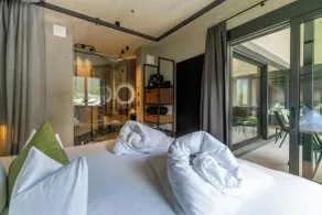 Familienfreundliche schöne Wohnung mit Sauna, Terrasse und Whirlpool | Gartenblick | Hunde erlaubt - Ausblick vom Zimmer