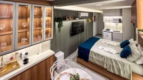 Flat com piscina privativa a 30 metros da praia - Camera