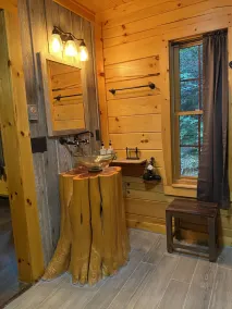 Stay in a Real Log Cabin! - Private Creekside Cozy Creek Cabin with Hot Tub/Wifi - Image 5