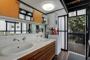 Architect designed family beach house perched high on a hill with water... - Image 4