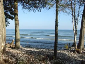 Beautiful Log Home on 5 acres private beach-steps down the road! - Image 5