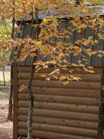 Small one room cabins with no bathrooms hot tub and covered picnic tables. - Image 4
