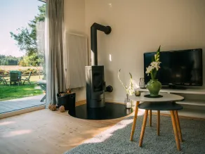 Schönes Ferienhaus in ökologischer Holzbauweise in der Lüneburger Heide, ausgestattet mit Kamin, Duschbad, einem schönen Garten mit Terrasse und Gartenmöbeln/Strandkorb, Internet via W-Lan, Bettwäsche und Handtüchern, großzügigem Schlafzi... - Image 3