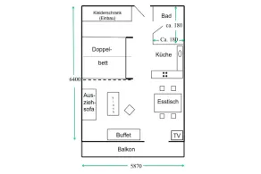 Apartment 40 sqm living/bedroom and balcony - Image 5