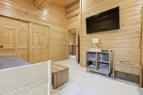 Log Cabin With Shou Sugi Ban Fireplace - Vh401 4 Bedroom Home - Image 2