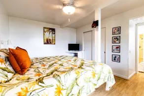 Oceanfront in Hilo Hale Kai Suites- Pele Suite - King Bed, Living Room, Bath - Image 4