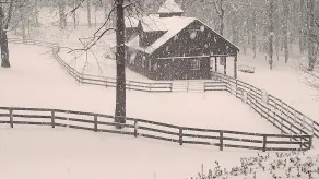 The Chalet is located in the woods of a gated property with a covered porch. - Image 4
