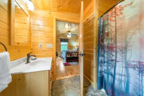 Log Haven: Privat 3 soveværelse bjælkehytte, 6 sovepladser, AC, medie værelse, kæledyr velkomne! - Image 2