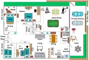 Great Group Getaway with Family Game Room - Secret Massage Nook - Private Patio - 2 Kings - Image 2