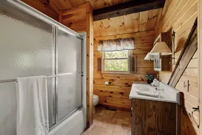 Log Cabin with living room fireplace and hot tub - Image 5