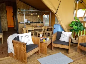 Campsite - Combined Tents With Kitchen and Bathroom Located Near a Pond - Image 4